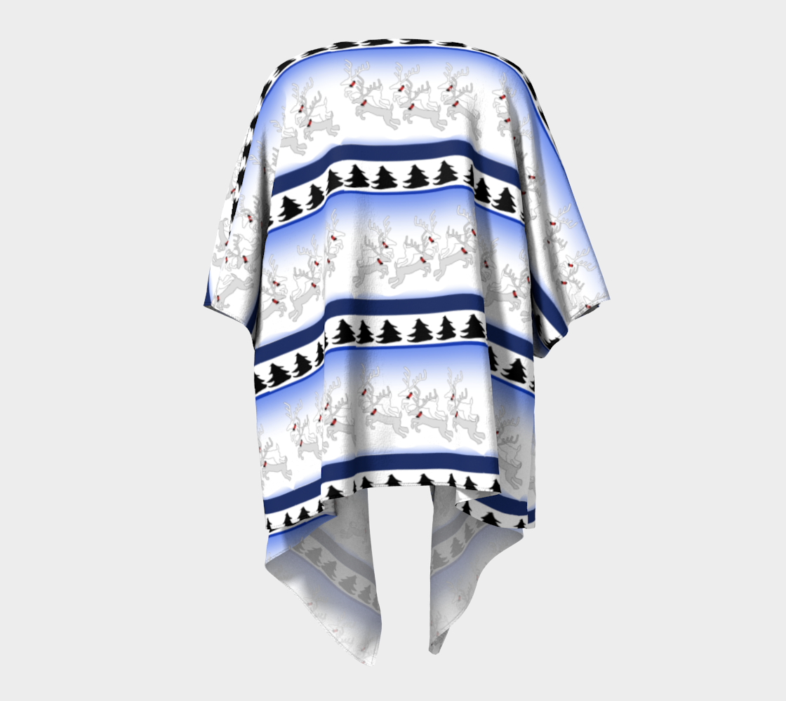 Reindeer Sweater Pattern Draped Kimono