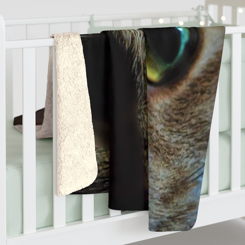 Orange Cat Close Up Sherpa Fleece Blanket