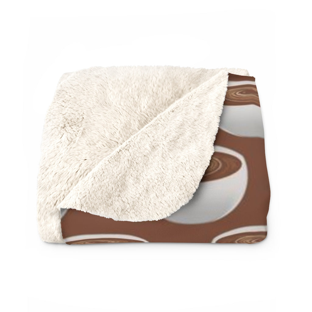 Coffee on Coffee Sherpa Fleece Blanket
