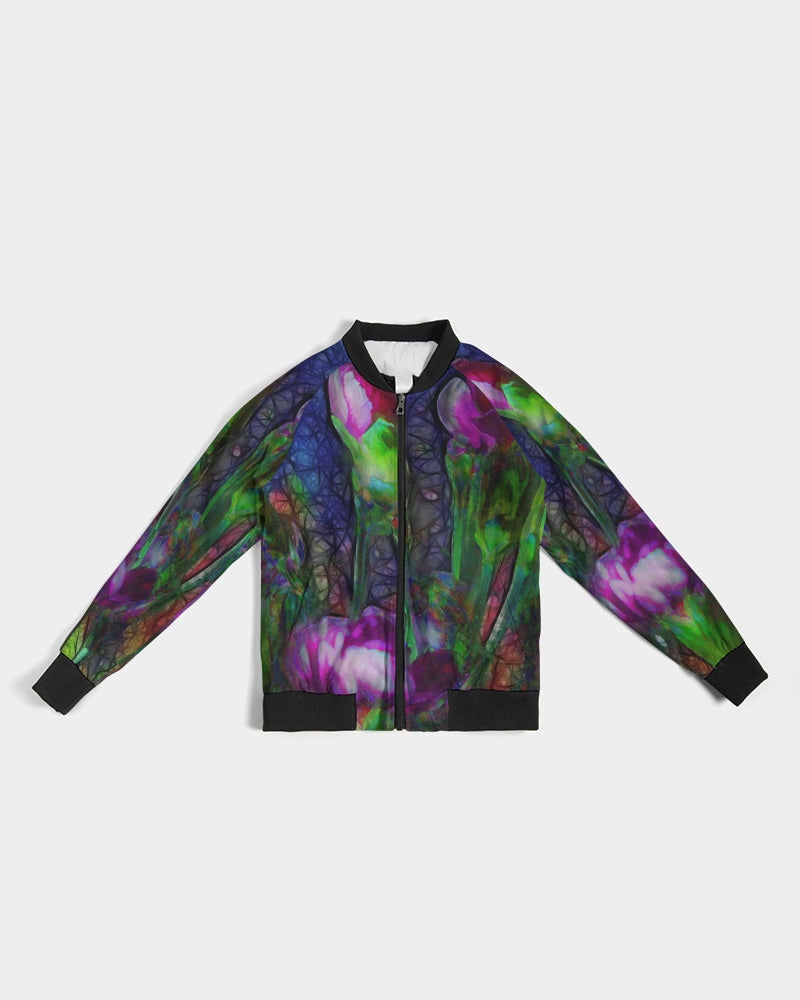 Abstract Pink Carnations Women's Bomber Jacket