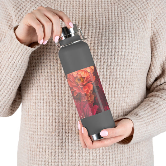 Peach and Pink Zinnias 22oz Vacuum Insulated Bottle