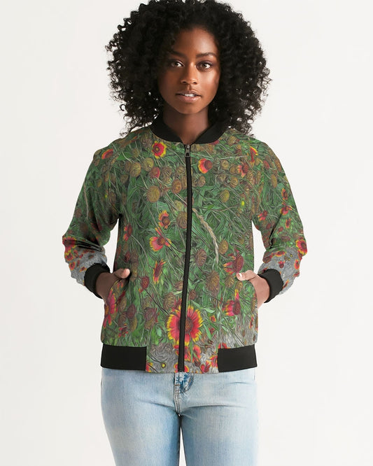 Orange Flower Garden Women's Bomber Jacket