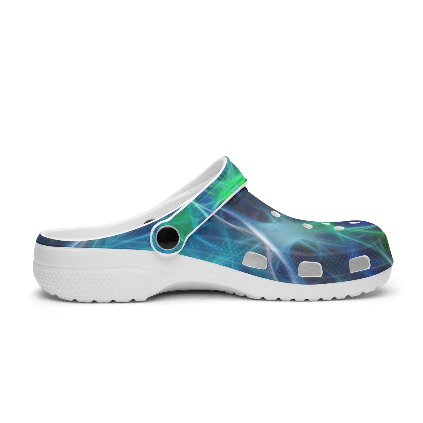Green Blue Kaleidoscope 413. All Over Printed Clogs