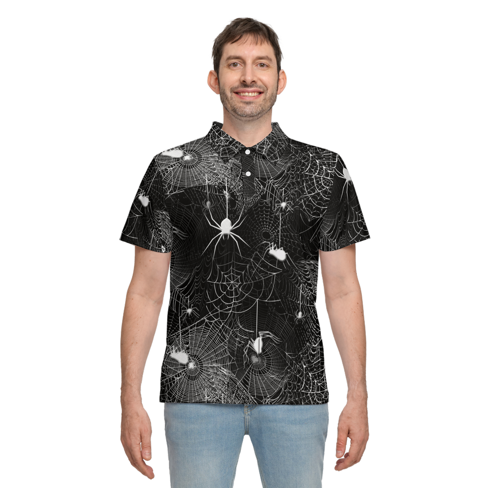 Spider Webs Men’s Classic Fit Short-Sleeve Polo Shirt-Heavyweight 225g
