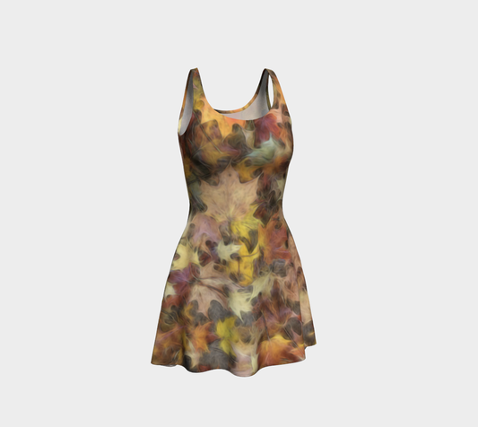 Light October Leaves Flare Dress