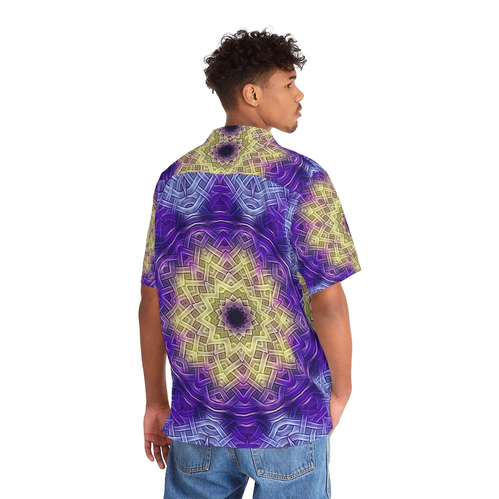 Purple Celtic Knot Kaleidoscope Men's Hawaiian Shirt (AOP)