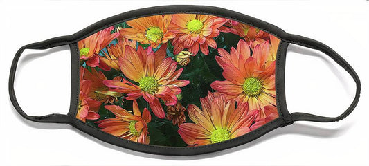 Cream and Pink Fall Flowers - Face Mask