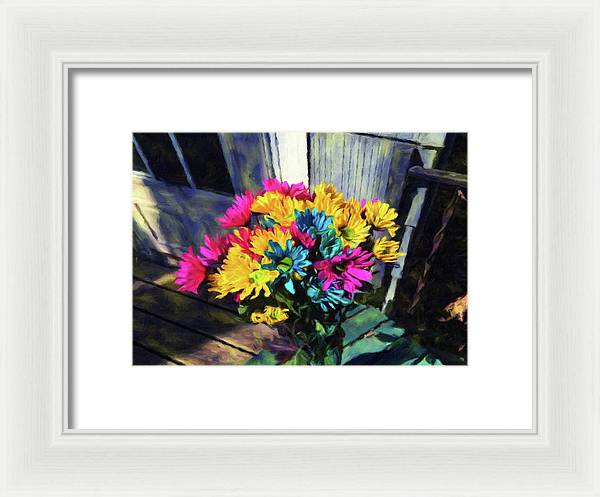 Flowers At The Door - Framed Print