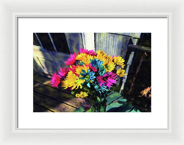 Flowers At The Door - Framed Print