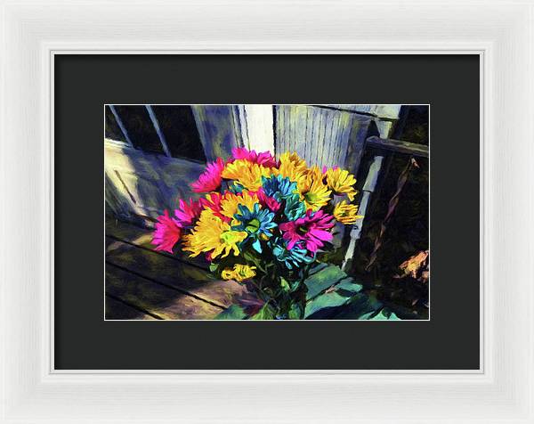 Flowers At The Door - Framed Print