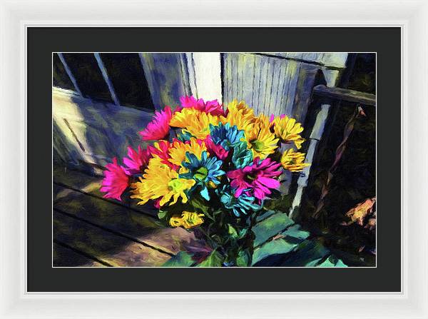 Flowers At The Door - Framed Print