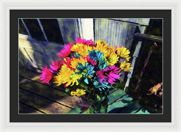 Flowers At The Door - Framed Print