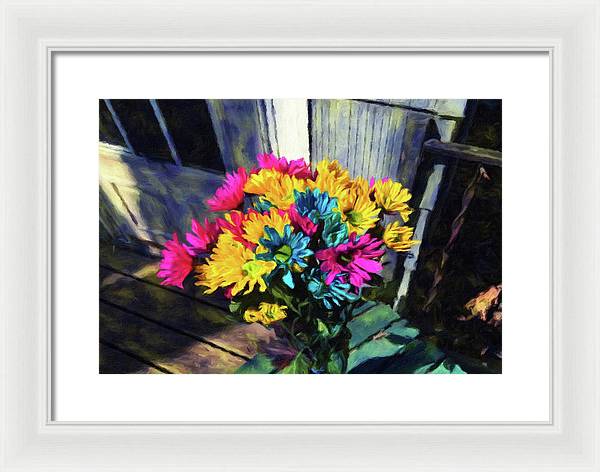 Flowers At The Door - Framed Print