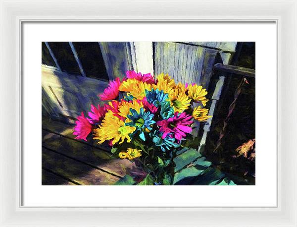 Flowers At The Door - Framed Print