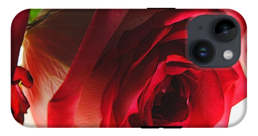 Pink Lined White Rose #1 - Phone Case