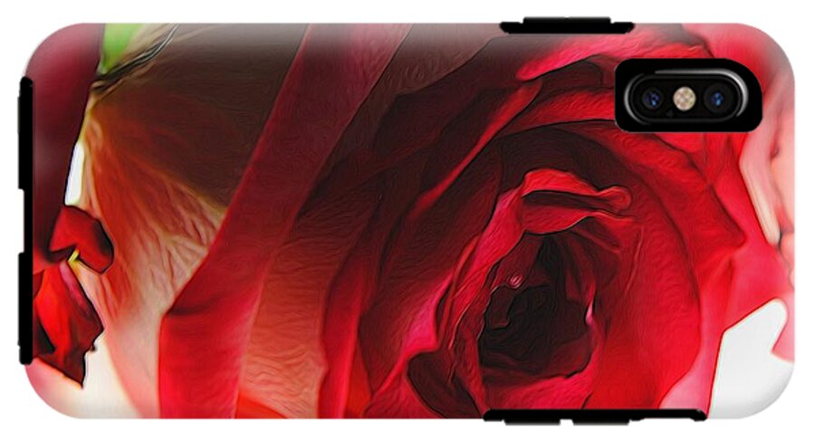 Pink Lined White Rose #1 - Phone Case
