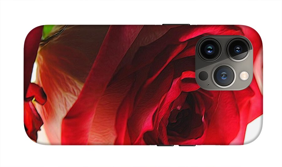 Pink Lined White Rose #1 - Phone Case