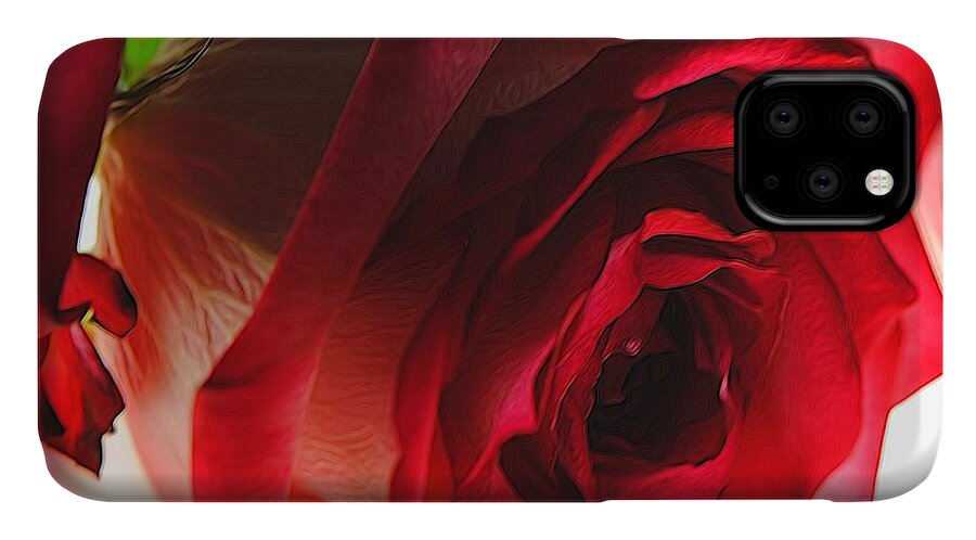 Pink Lined White Rose #1 - Phone Case