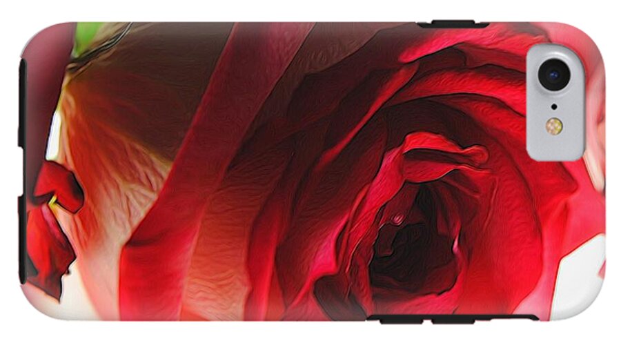 Pink Lined White Rose #1 - Phone Case