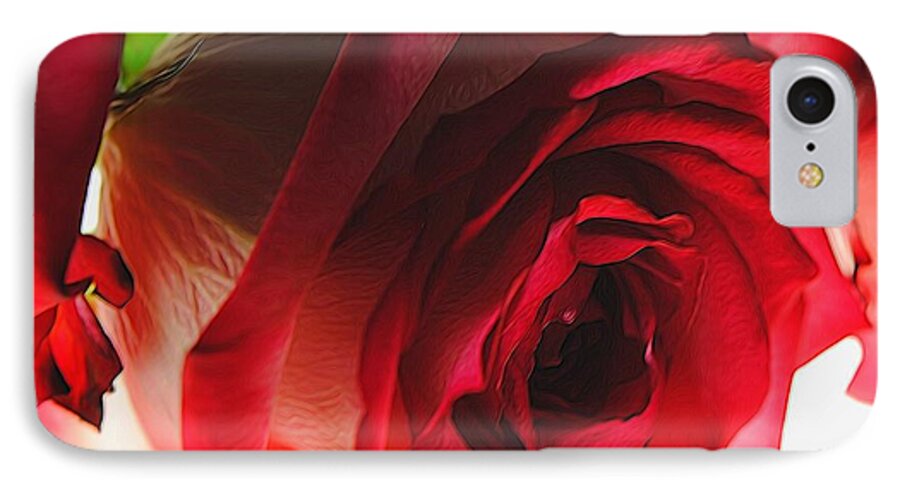 Pink Lined White Rose #1 - Phone Case