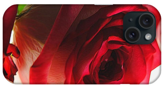 Pink Lined White Rose #1 - Phone Case