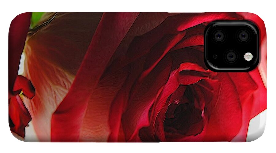 Pink Lined White Rose #1 - Phone Case
