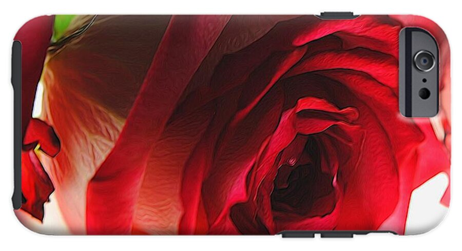Pink Lined White Rose #1 - Phone Case
