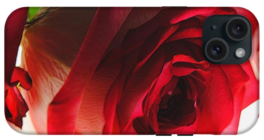 Pink Lined White Rose #1 - Phone Case