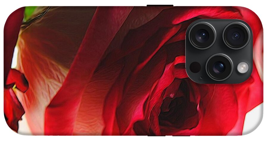 Pink Lined White Rose #1 - Phone Case