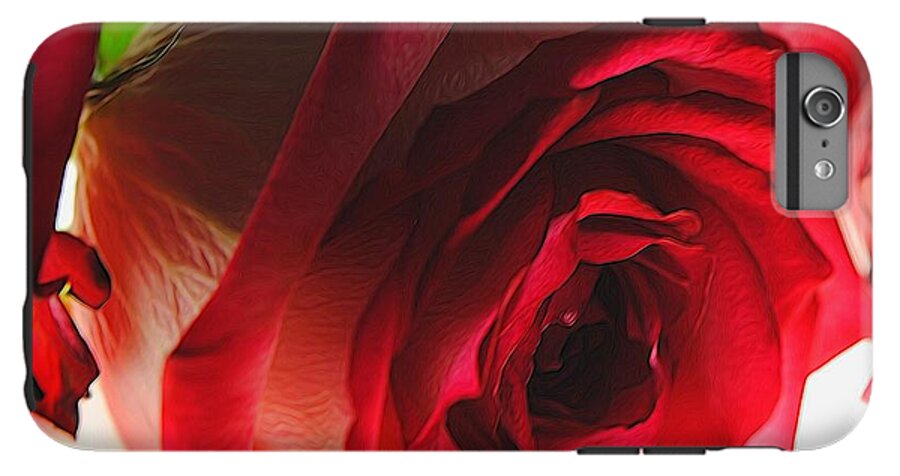 Pink Lined White Rose #1 - Phone Case