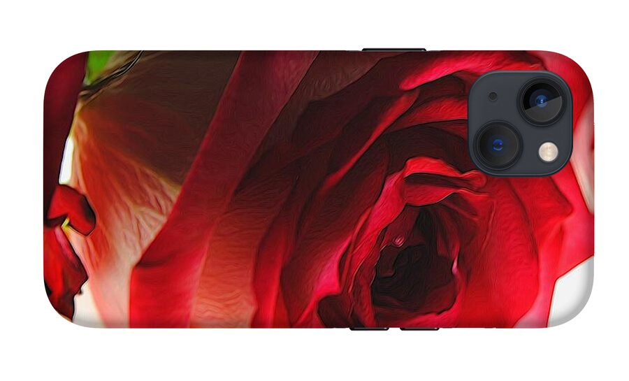 Pink Lined White Rose #1 - Phone Case