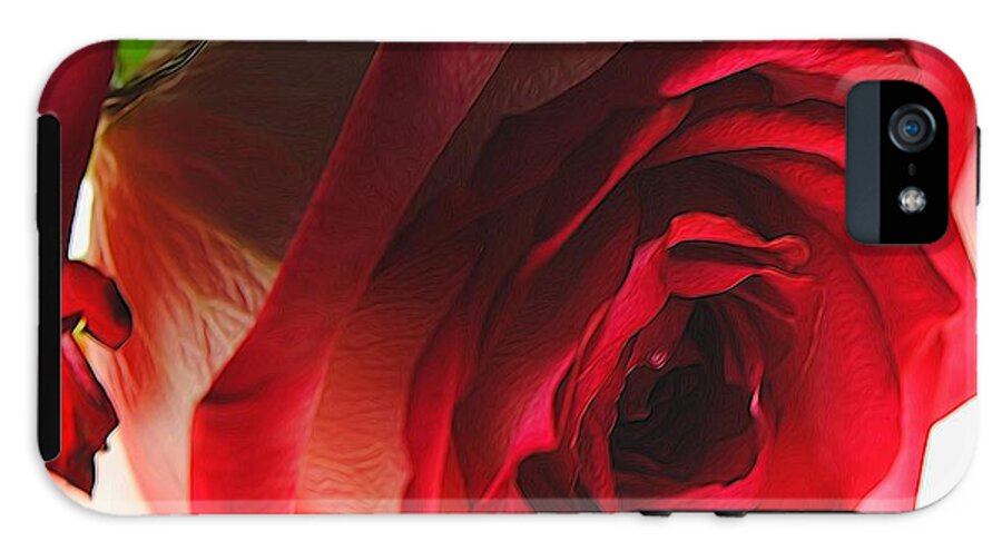 Pink Lined White Rose #1 - Phone Case