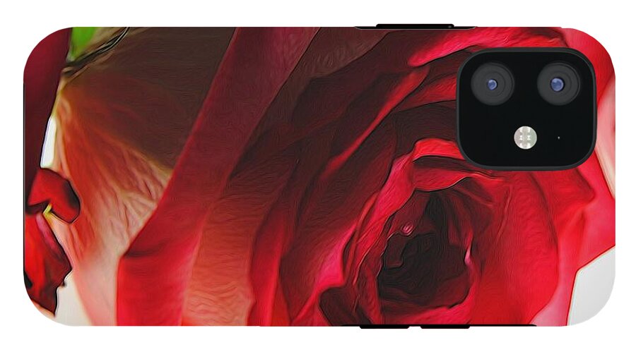 Pink Lined White Rose #1 - Phone Case