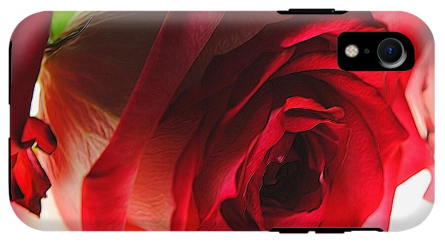 Pink Lined White Rose #1 - Phone Case