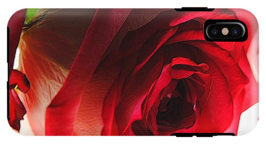 Pink Lined White Rose #1 - Phone Case