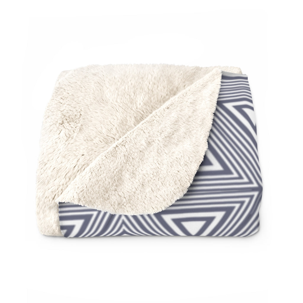 Gray Triangles Sherpa Fleece Blanket