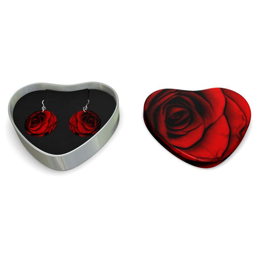 Reddest Rose Sterling Silver Earrings