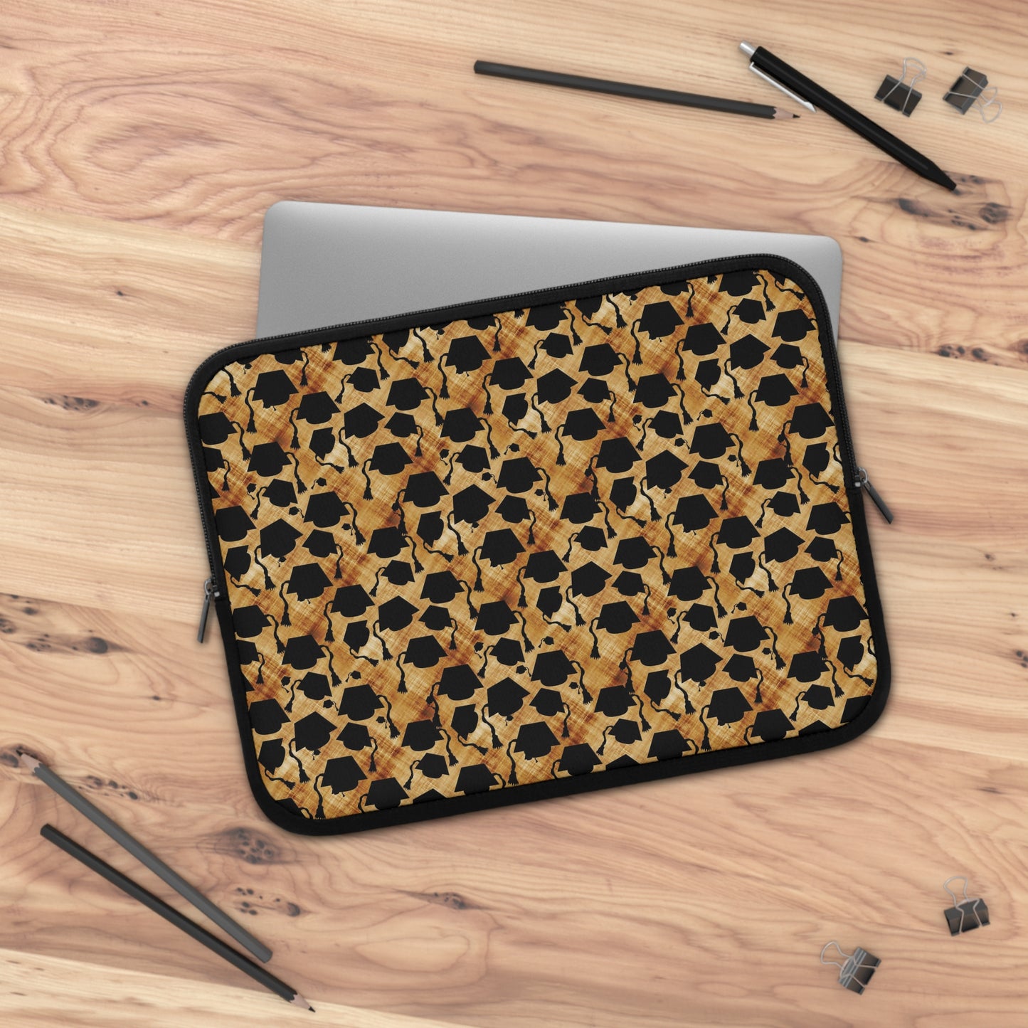 Graduation Hats Pattern Laptop Sleeve