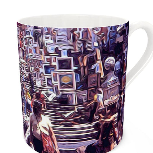 Vintage Travel Art Market On The Steps Bone China Mug