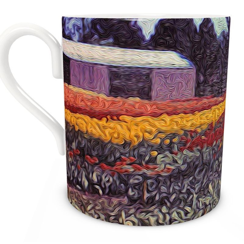 Vintage Travel Field of Tulips Bone China Mug