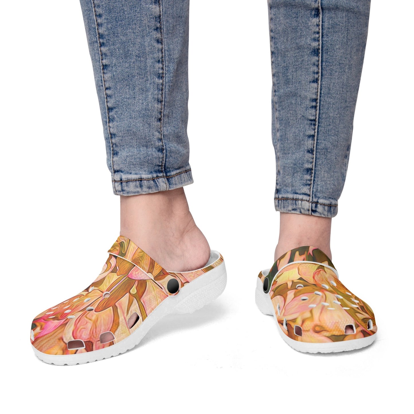 Pink and Cream Hydrangeas 413. All Over Printed Clogs