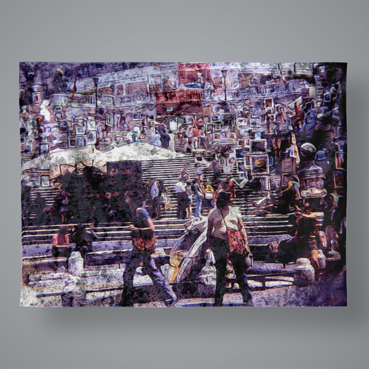 Art Market in Rome 1970 Large Velvet Wall Tapestry