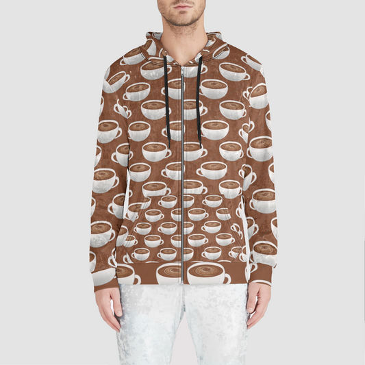 Coffee on Coffee Unisex Zip Relaxed Velvet Hoodie