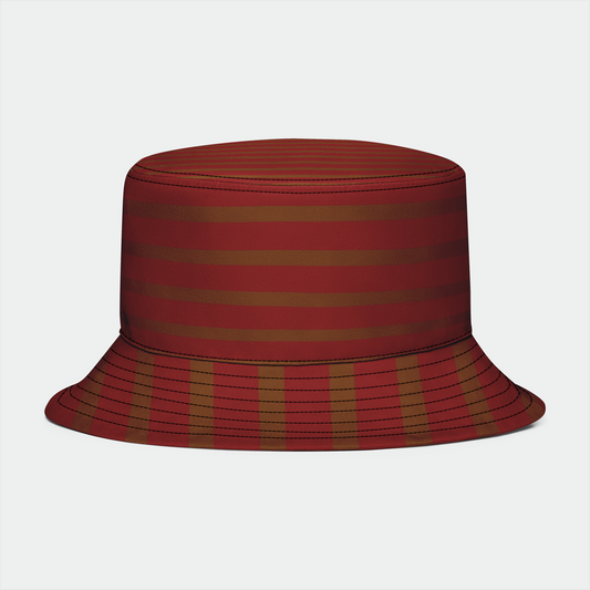 Coffee and Red Stripe Bucket Hat