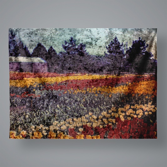 Vintage Travel Field Of Tulips Large Velvet Wall Tapestry