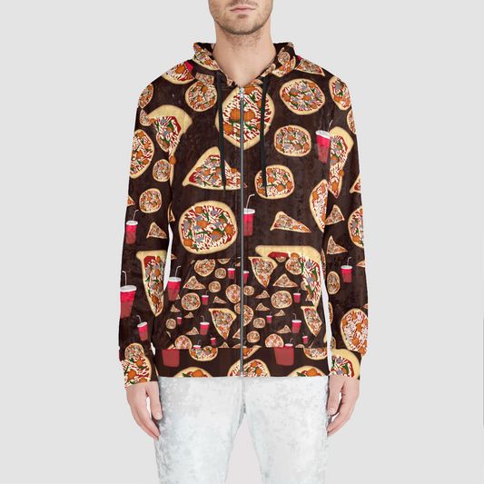 Pizza Pattern  Unisex Zip Relaxed Velvet Hoodie