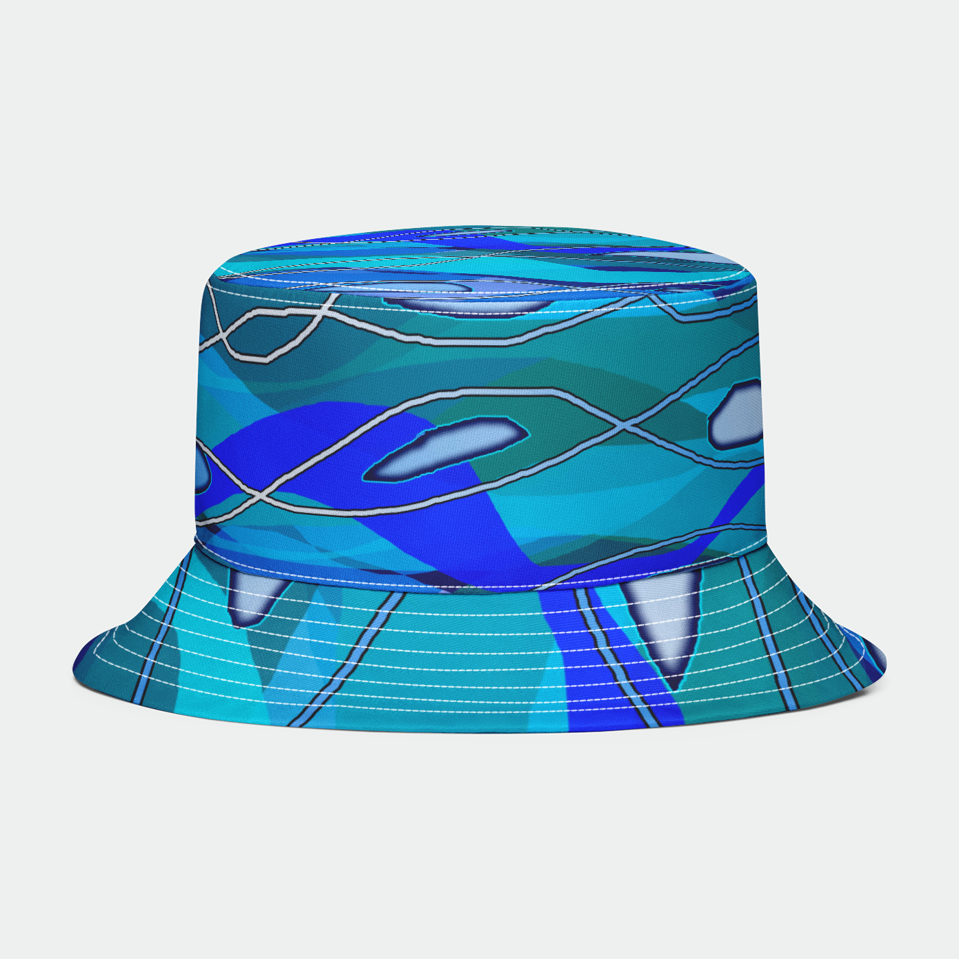 Wavy Blue Bucket Hat