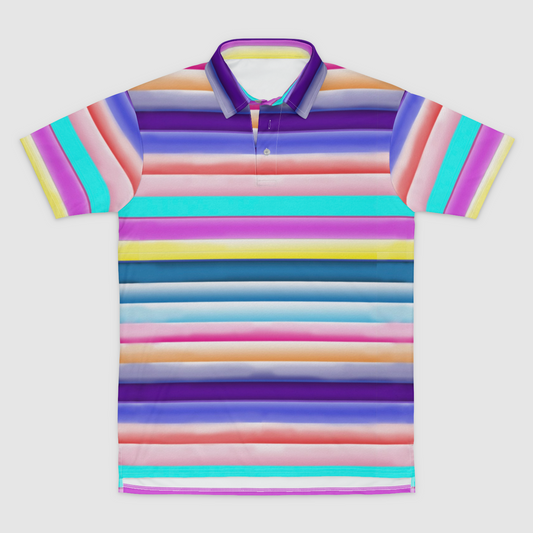 Cotton Candy Stripes Mens Polo Shirt