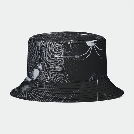 Black and White Spider Webs Bucket Hat