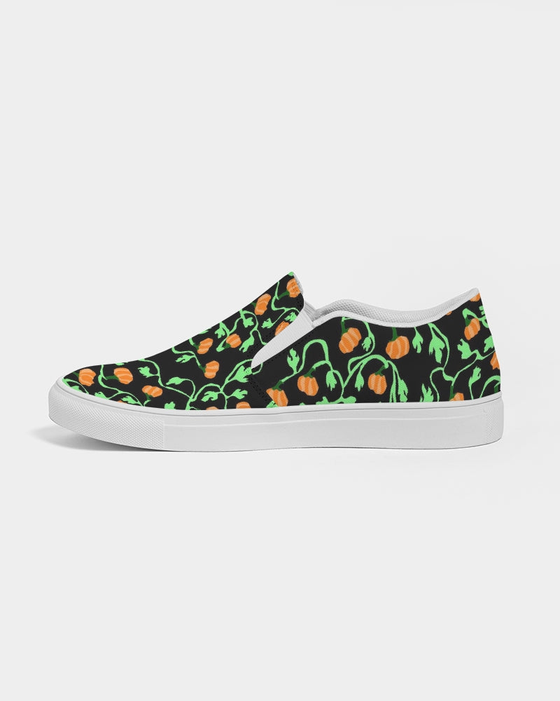 Pumpkin and Vines Patttern Women's Slip-On Canvas Shoe